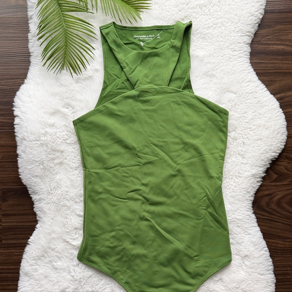 NWOT Abercrombie & Fitch Green High-Neck Racerback Bodysuit size Small